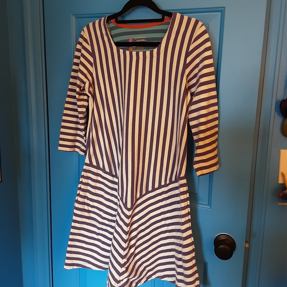 Gudrun Sjoden Purple Cream Striped Tunic
